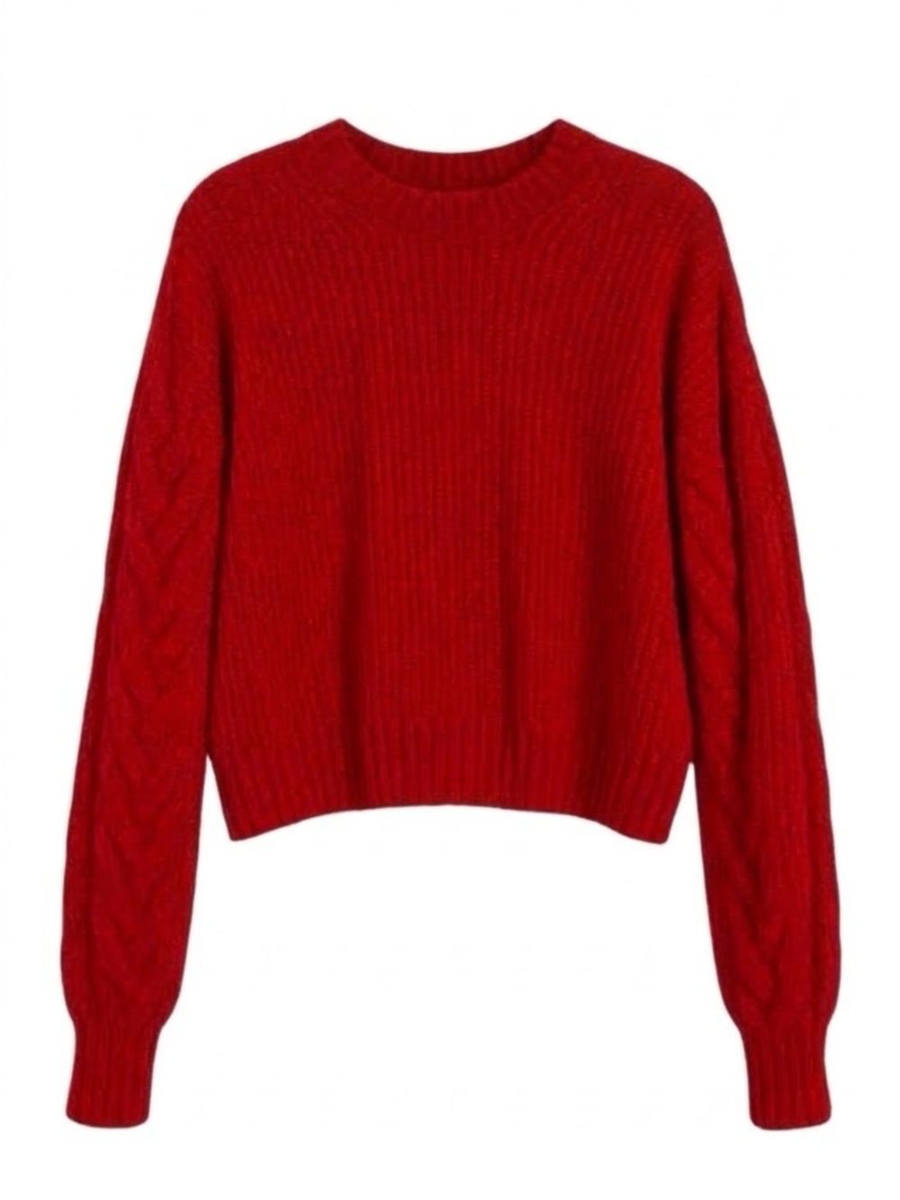 Pink Republic Pinkish Red Cable Knit Long Sleeve Cropped Sweater Medium NWT